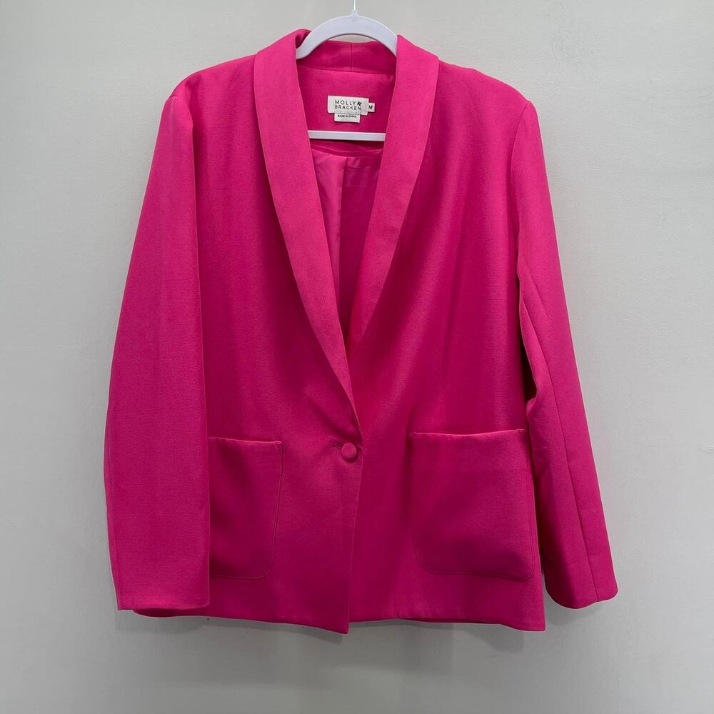 Molly Bracken Blazer Jacket Womens Medium Hot Pink Business Casual Dressy Party